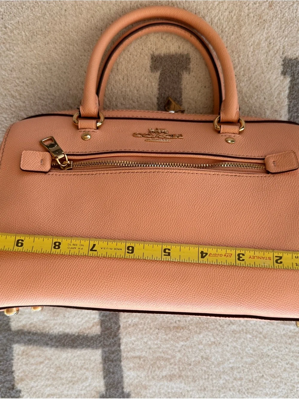 Coach Pebbled Leather Satchel in Peach Rowan 2022